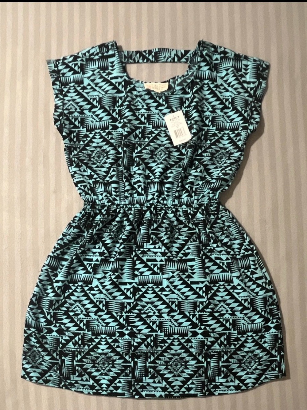 Pink Republic Black & Turquoise Geometric Mini Dress